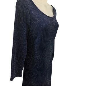 Three Pink Hearts Shimmery Blue Party Dress XL Sparkle